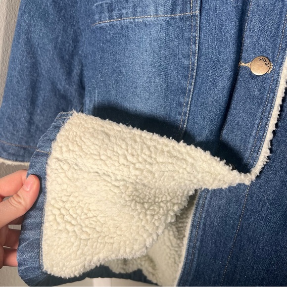 🐈⬛Cat Denim Sherpa Lined Embroidered Coat - Picture 10 of 16